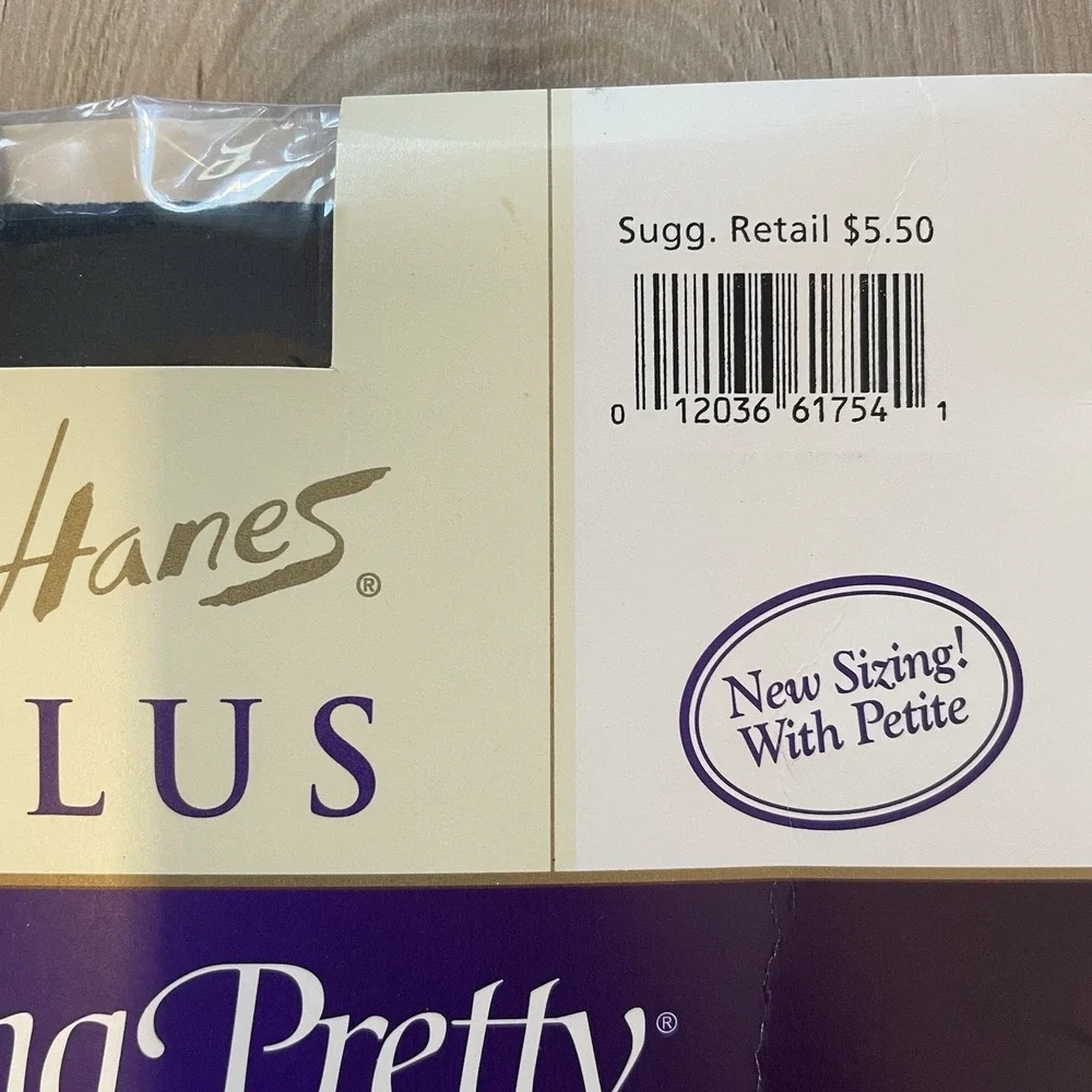 Vintage Hanes Women's Pantyhose Plus Day Sheer Non Control Top Black Size 1 Plus